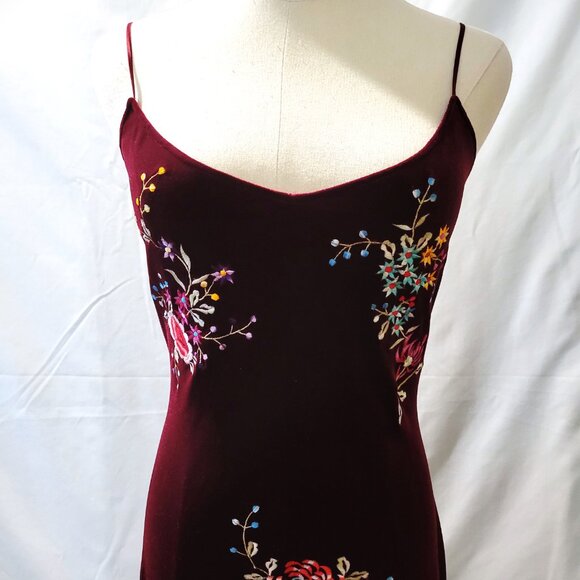 Rare 1990's Vintage Betsey Johnson Embroidered Velvet Evening Dress - Size 6 - Picture 5 of 11